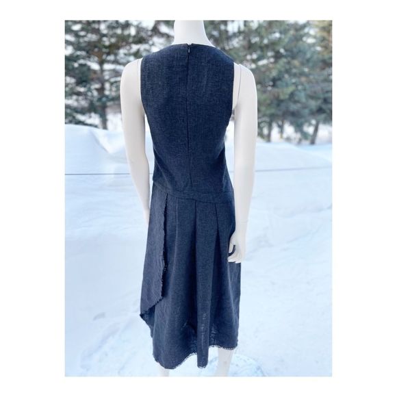 Hansen & Gretel Midi Dress Asymetric Sleeveless Raw Trim Grey Sz 1 - Picture 7 of 16